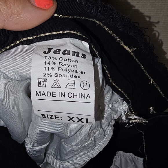 Distressed DemimPatchwork Skirt Womens Size XXL Black, Tan And White - Picture 3 of 4